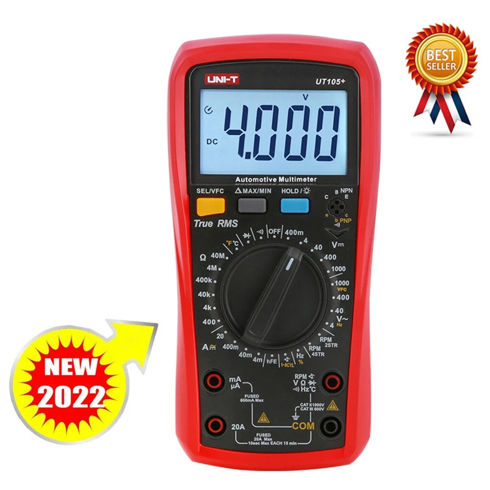 KFZ Digital 4000C Auto-Multimeter 20A 1000V DWELL 1-8 Cyl RPM Temperatur 1000℃ - Bild 4 von 4