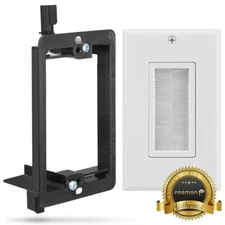 Single Gang Wall Plate Brush Style Low Voltage Flush Mount Bracket Wire Organize