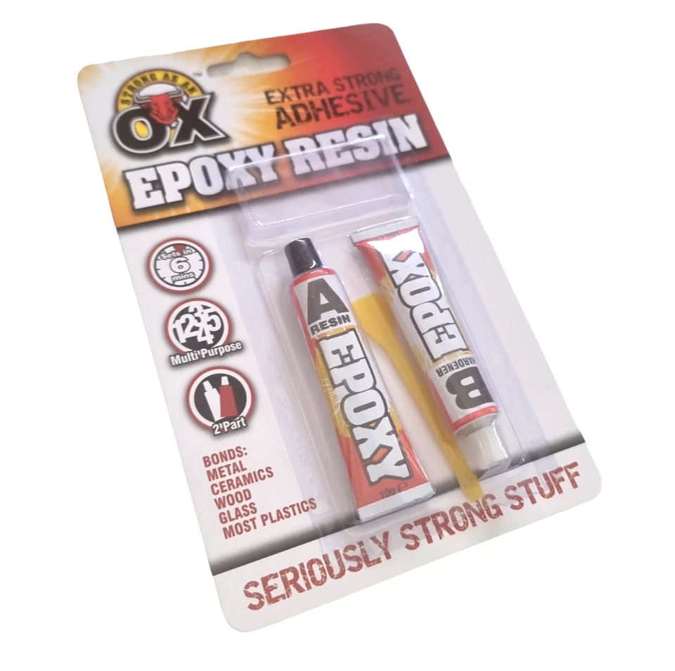 STRONG AS AN OX Epoxy Resin 2 Part Strong Adhesive Glass Ceramic Metal Concrete Wood Quick Set