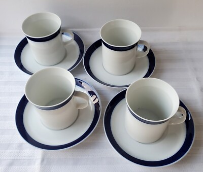 RARE Rosenthal Studio-Linie Terzo Cups & Saucers (4) Cobalt Hans 
