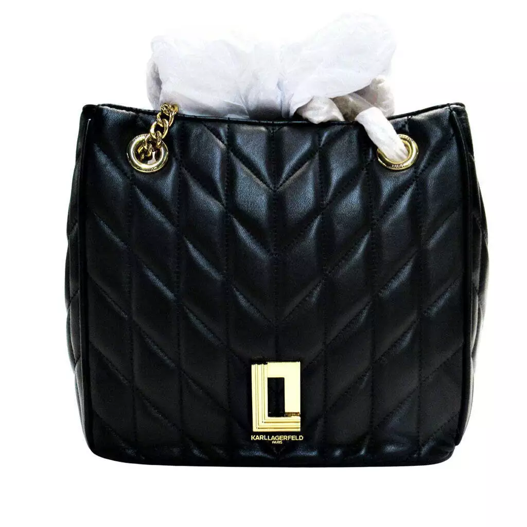Karl Lagerfeld Women s Lafayette Quilted Shoulder Bag Black