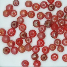 Glass Beads Red Luster Round 6mm. Pack of 50. Made in India.