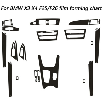 For BMW X3 X4 F25 F26 5D carbon fiber black Pattern Interior DIY Trim Decals