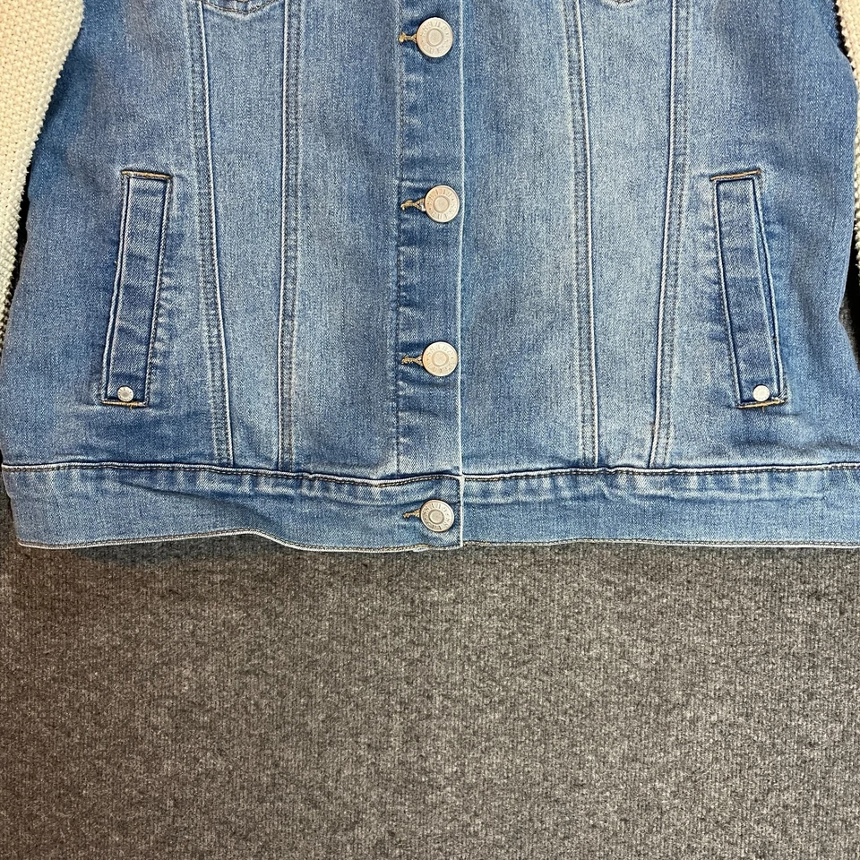 Chaqueta Denim GUESS Juvenil Extra Grande Azul Crema Tejido Mangas Abotonadas Niña. Foto 3 de 4