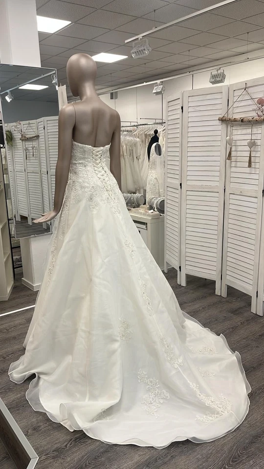DESIGNER BRAUTKLEID EGLANTINE CREATIONS GR 34 SCHNÜRUNG KORSAGE GLITZER A LINIE - Bild 2 von 4