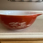 PYREX #444 Autumn Harvest Wheat Cinderella Mixing Bowl 4 Qt Large-Vintage