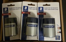 3 NEW STAEDTLER Double-hole Manual Pencil Sharpeners Blue/Silver 512 001 BK 03 