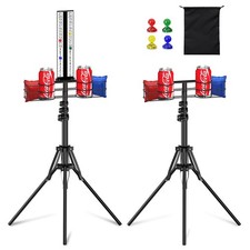 2 Sets Cornhole Scoreboard with Drink Holder, Height Adjustable Foldable Corn...