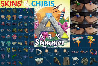 Ark PVE ASA Summer Bash Skins Chibi Straw Hat Otter Deal With It Dodo Shark Hat