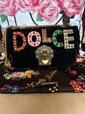 NWT- Dolce & Gabbana Lucia Velvet  Leathers of DG 