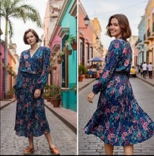 SET CAMICETTA E GONNA FLOREALE VINTAGE DIANE FREIS GEORGETTE anni 80