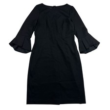 Talbots Black 3/4 Flutter Sleeve Shift Dress Knee Length Size 6 Stretch