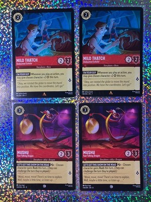 Lorcana Regular: 145/204 Milo Thatch - Undaunted Scholar; 130/204 Mushu