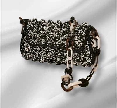 Sac à main Missoni en maille noire et blanche - Photo 1/4