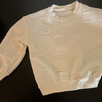 Stella McCartney White Logo Knit Crew Neck Long Sleeve Pullover Sweater Sz 2