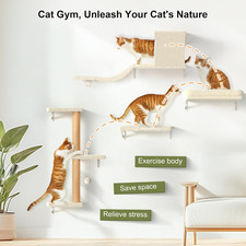 Cat Wall Shelves, Stable  Safe 4 in 1 Large Cat Walls Furniture Set, Wooden ...