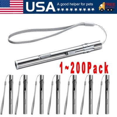 LED USB RECHARGEABLE MINI FLASHLIGHT Stainless Steel Pen Light 1000 Lumens Lot