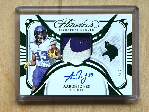2025 Flawless Aaron Jones Auto Patch Nike Swoosh Bookend 5/5 Vikings 2024 Update