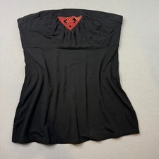 Vintage Guess Jeans Black Strapless Tube Top XL Studded Triangle Y2K