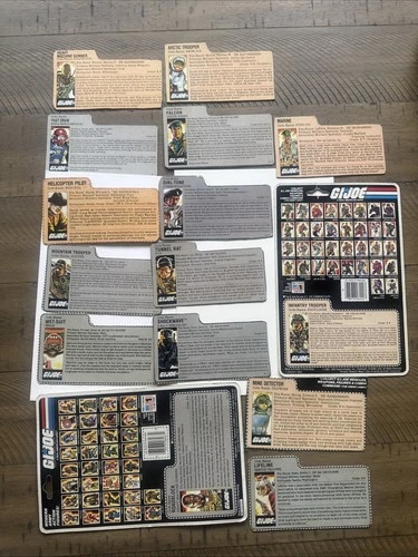 VINTAGE 1980s HASBRO GI JOE FILE CARDS LOT OF 15 UNCUT GUNG-HO WILD BILL FALCON+