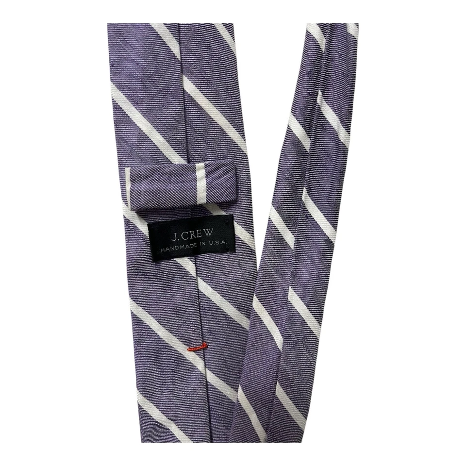 J. Corbata Clásica Crew Púrpura Rayas Lino + Algodón Delgada Ajustada Preppy Derby Foto 3 de 3