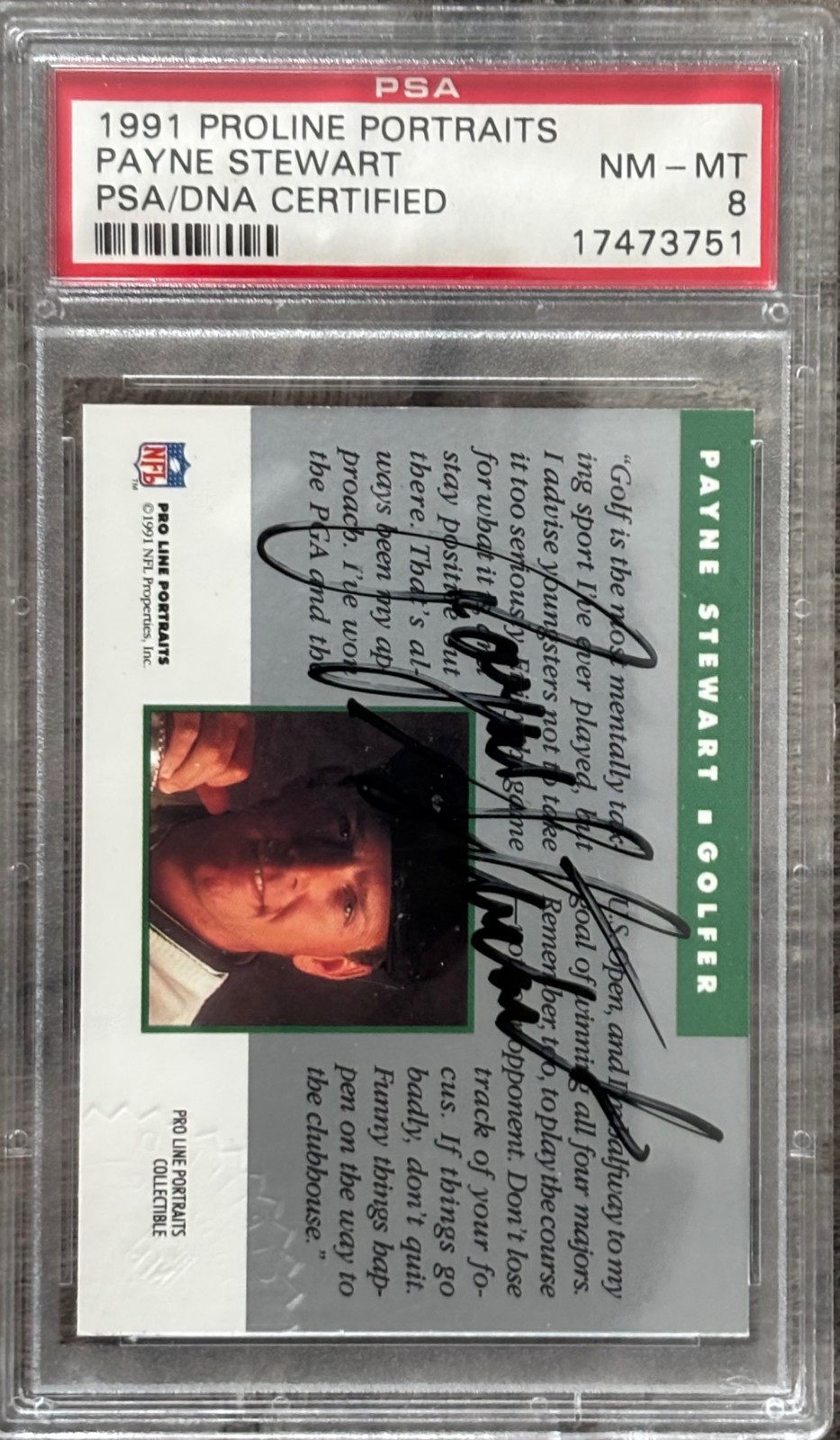 Payne Stewart Autographed Signed 1991 Proline Portraits - . PSA 8. 