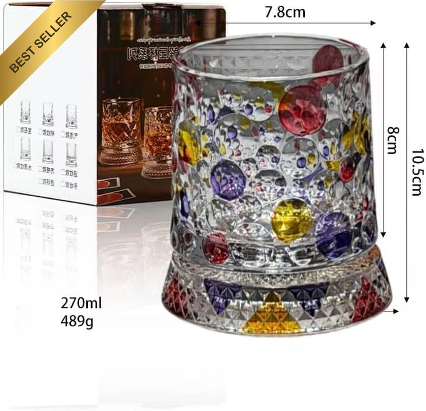 Rotating Whiskey Glass with Detachable Base, 270Ml Crystal Whisky Tumbler, Vinta