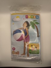 Intex Glossy Panel Inflatable Beach Ball 24  Multicolor Vinyl NEW