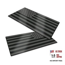 2PCS American Flag Decal Embossed 3D Metal Black and Gray American Black Gray