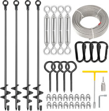 4 Pcs 30" Ground Anchors Heavy Duty Shed Anchor Kit with 3/16 Galvanized Cable 