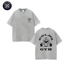 Gold  s Gym Barbell Lifter Vintage Graphic Tee Streetwear Fitness Shirt