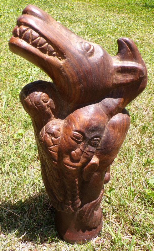 Vtg. Hand-Carved Folk Art Figure Sculpture African? Jamaican? Indonesian? Bali?