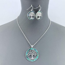 Tree of Life Necklace Set with Abalone decor