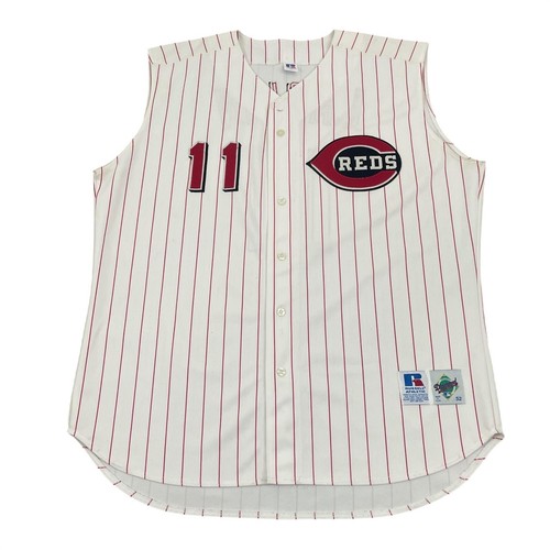 VTG Russell Athletic Barry Larkin Cincinnati Reds Jersey Vest #11 White Men's 52
