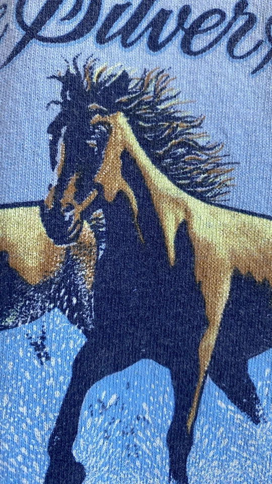 Bob Seger & The Silver 子弹带 T 恤中号双面浅蓝色马匹 — 第 3/4 张图片