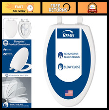 Elongated Slow Close Toilet Seat - Easy Clean Hinges, Durable Plastic, White