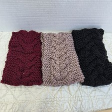 3 Pcs Warm Winter Headbands for Women Cable Crochet Ear Warmer Burgundy Black