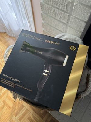 Bio Ionic GoldPro Professional Hair Dryer 1875W Ionic Tech 24K Gold Barrel Black