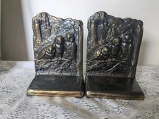 Antique Owl Bookends Bronze-Clad Gothic Castle 1920s Heavy Vintage Pair