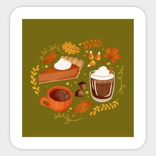 Autumn Fall Leaves Pumpkin Pie Vinyl Decal Decor Wall Bumper Laptop Sticker
