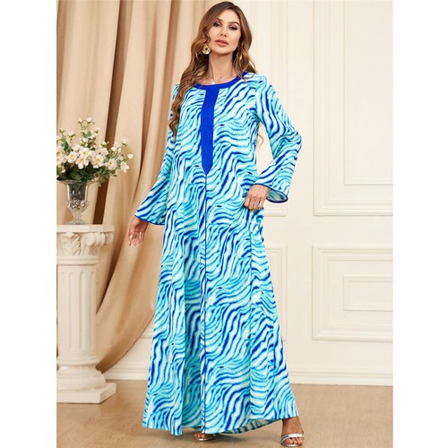 Muslim Floral Kaftan Islamic Women Maxi Dress Ramadan Dubai Caftan Moroccan Gown - Picture 156 of 216