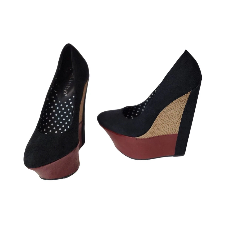 Туфли на платформе LIliana Colorblock на танкетке размер 6,5 разноцветные черные - Изображение 2 из 4