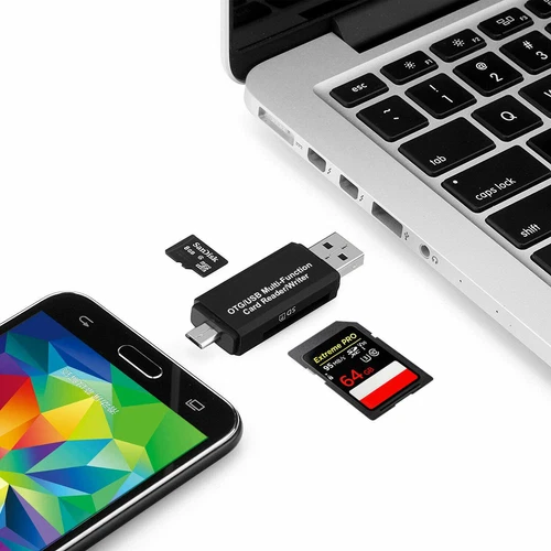 Micro USB OTG to USB 2.0 Adapter SD/Micro SD Card Reader With Standard USB Male - Picture 2 of 8