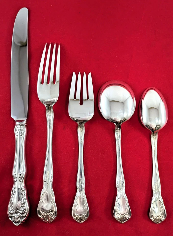 Juego de cubiertos de plata de ley Alvin CHATEAU ROSE 66 piezas, servicio para 12 Foto 3 de 4