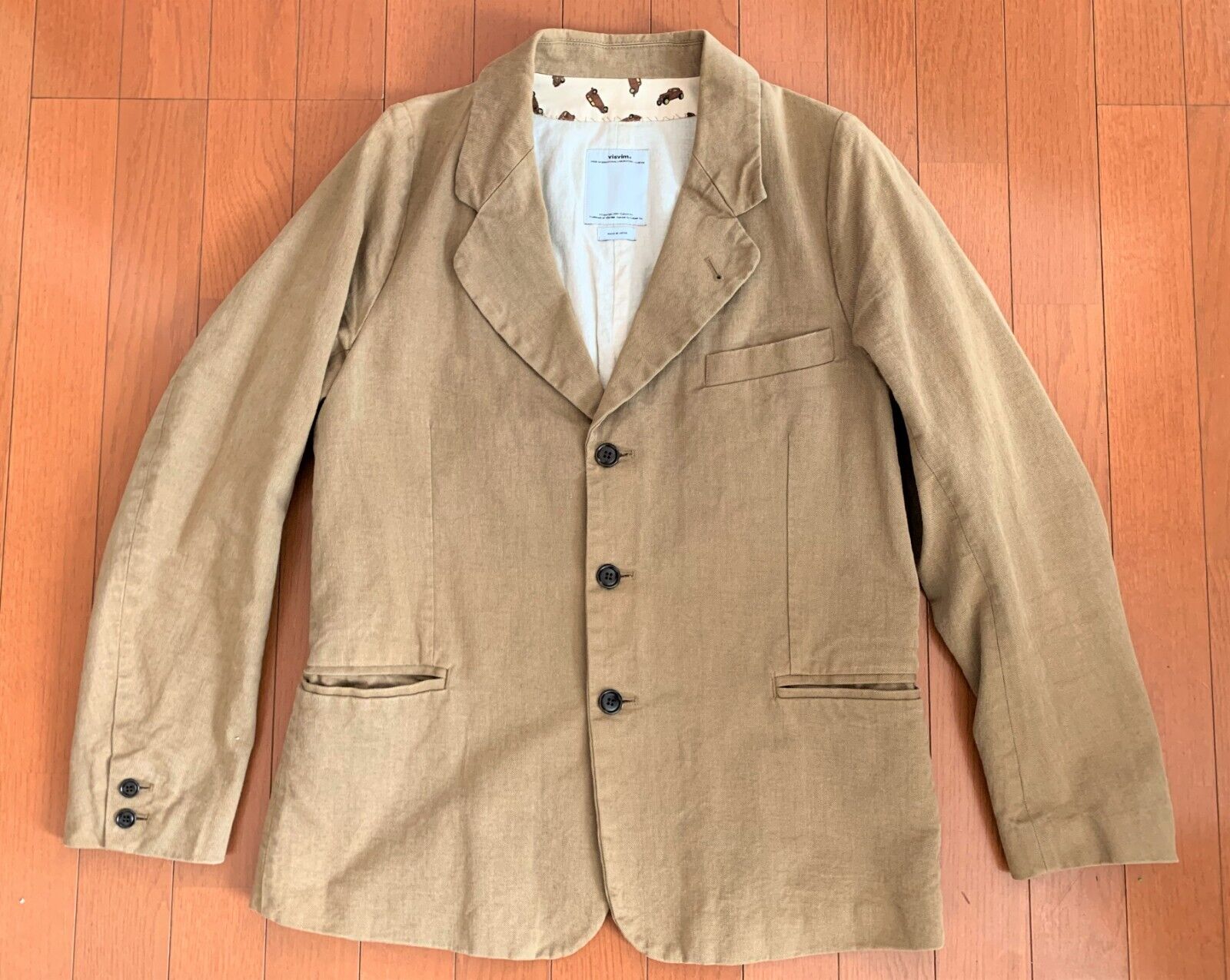 Visvim 2015aw airman blazer dmgd cotton/linen, size 1 (fits S/M)