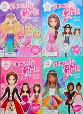Dress Up Girls Paper Dolls With Over 60 Fashion Pieces Each! Set of 4!