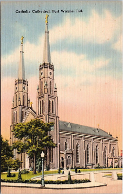 Catholic Cathedral, Immaculate Conception, Fort Wayne Indiana - Linen Postcard