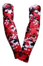 PAIR Red Black Digital Camo Arm Sleeves Football Baseball Basketball Gamer