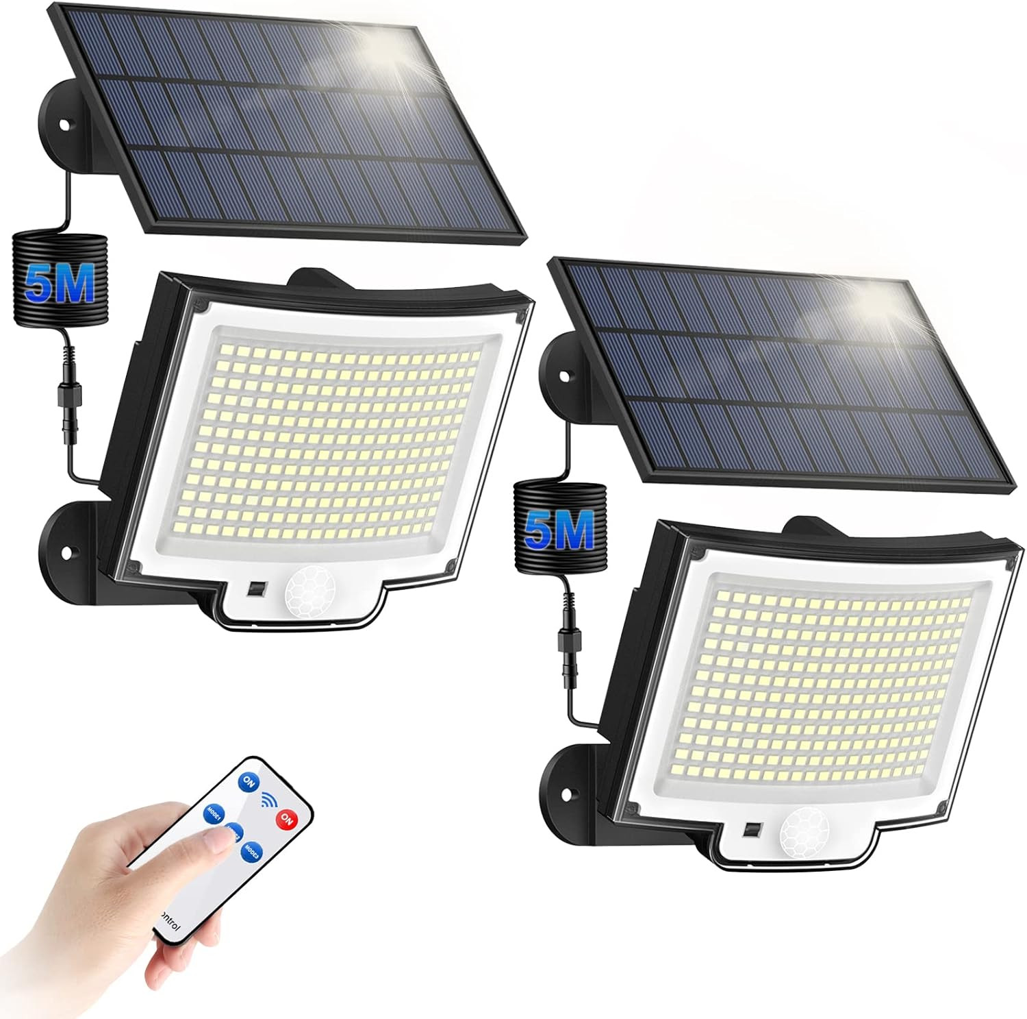 Lampada Solare da Parete 228 LED per Giardino e Garage con Telecomando