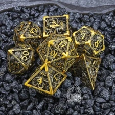 Sage's Cthulhu's Embrace Gold Hollow Metal Polyhedral Dice Set